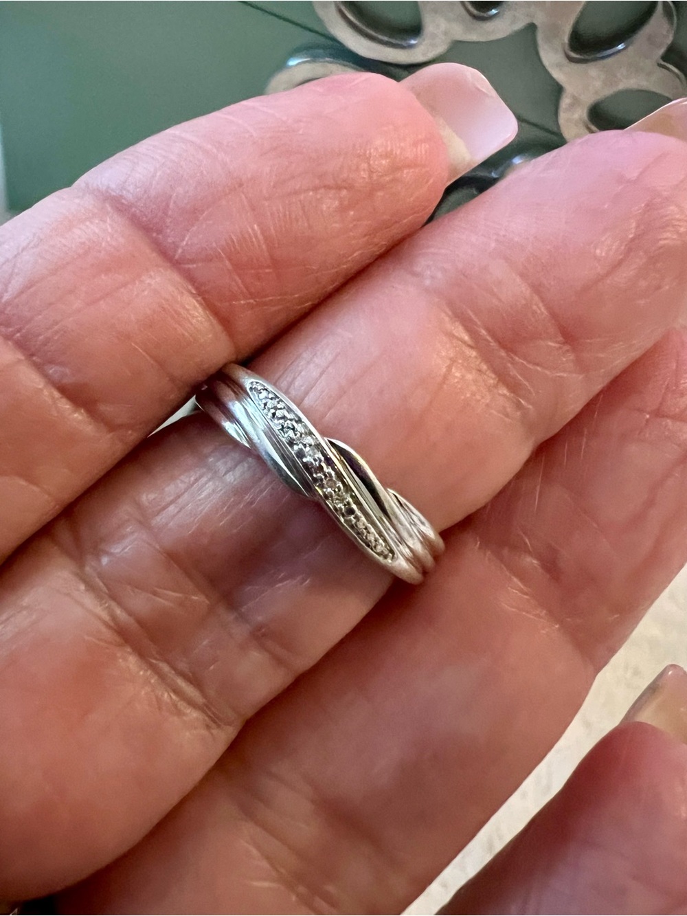 Rare Tara Ultimo Vintage Genuine Diamond .925 Sterling Silver Twisted Band Ring
